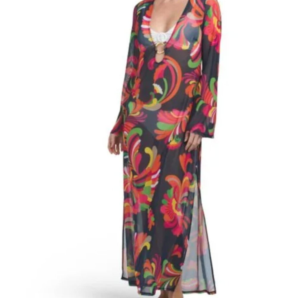 Trina Turk Poolside  Mesh Maxi Dress Swimsuit Cover Up  NWT $178